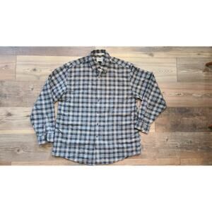 LL Bean Traditional Fit Shirt Men's L Reg Button Down Flannel Gray Scotch Plaid